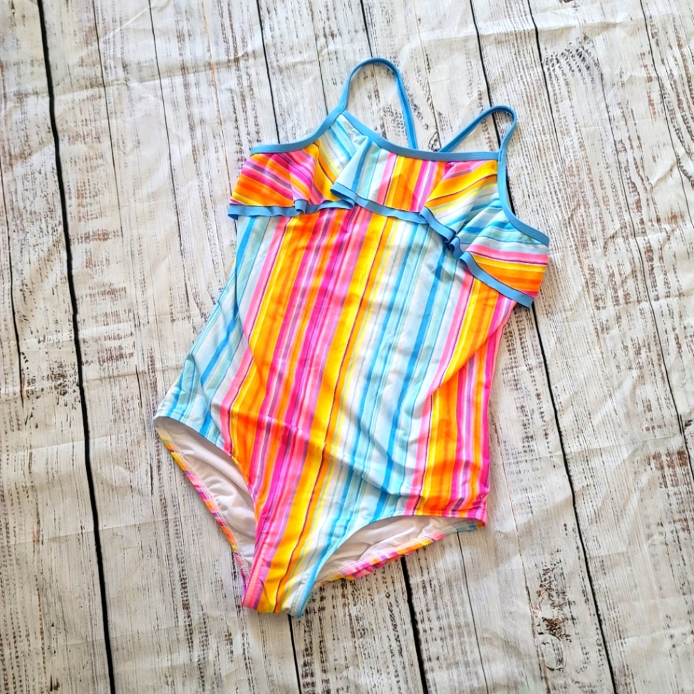 Land's End Multicolor Bathing Suit Girls 14 Swimming